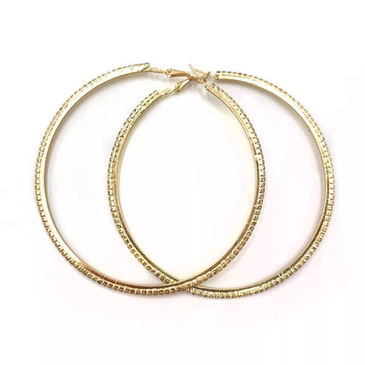 Large Rhinestone Hoops