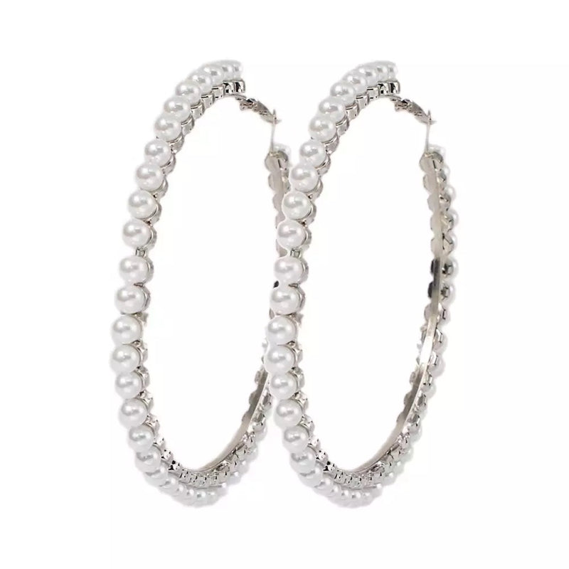 Thick Pearl Hoops